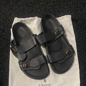 Liberté Black Sandals with Buckle Detail